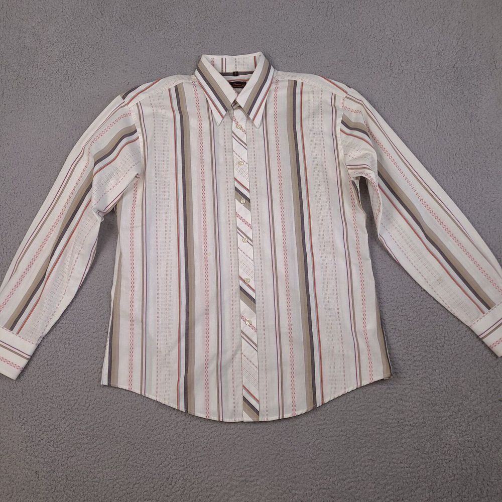 Ben Sherman Shirt Mens Large White Western Aztec Retro Theme Long Sleeve